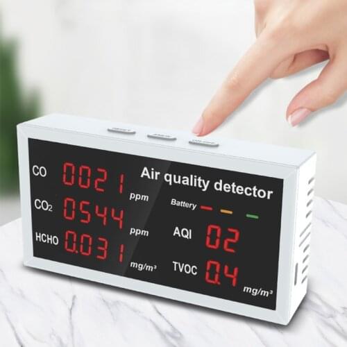 High Accuracy Air Quality Monitor Digital Display Indoor/Outdoor CO CO2 HCHO TVOC Detector Multi-function co2 meter