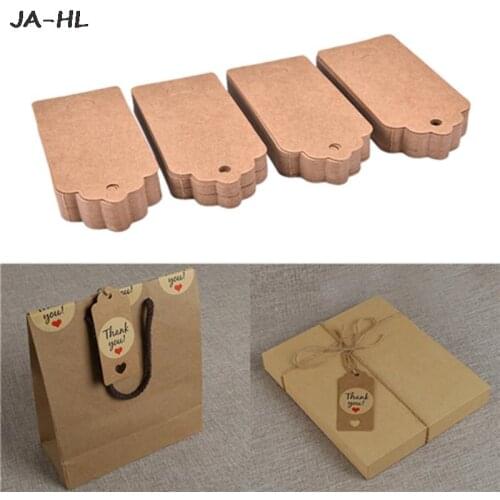 100Pcs Hollow Heart Scalloped Kraft Paper Card / Blank Tag / Wedding Favour Gift Tag Price Label Party Acc 4*9cm