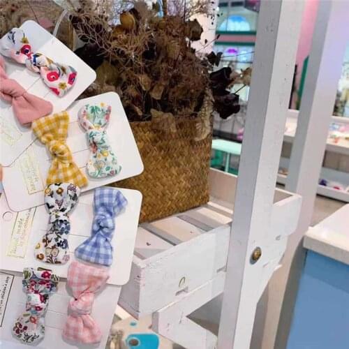 2020 Korean Childrens Floral Hair Clip Baby Sweet Plaid Cute Hair Accessories