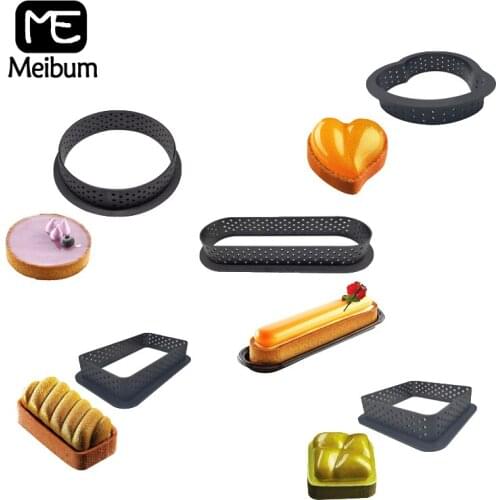 Meibum 5 Styles Egg Tart Ring Plastic Perforated French Dessert Mould Fruit Mousse Cake Cookies Pastry Molds Kitchen Baking Tool