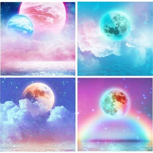 5D DIY Full Drill Diamond Painting Dream Rainbow Moon Square Round Diamond Embroidery Cross Stitch Mosaic Kit Home Decor Gift
