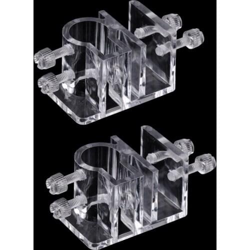 2x Fish Tank Aquarium 1.02in Dia Water Hose Tube Clamp Clip Hanger Acrylic