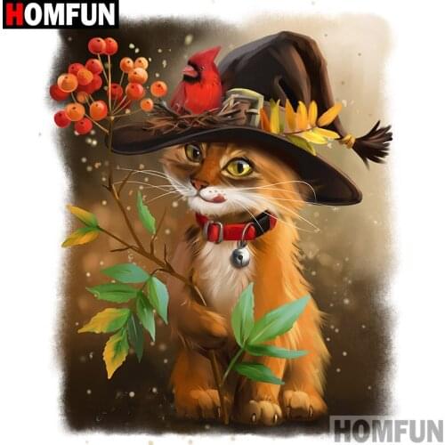 HOMFUN Full Square/Round Drill 5D DIY Diamond Painting "RCartoon cat" Embroidery Cross Stitch 5D Home Decor A00116