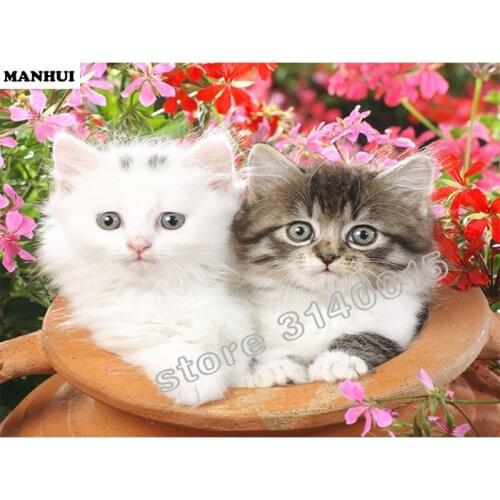 Diamond Mosaic Painting Cross Stitch Two Cats Square Full Decorative Diy Diamond Embroidery Animals Fashion Gifts BFC186