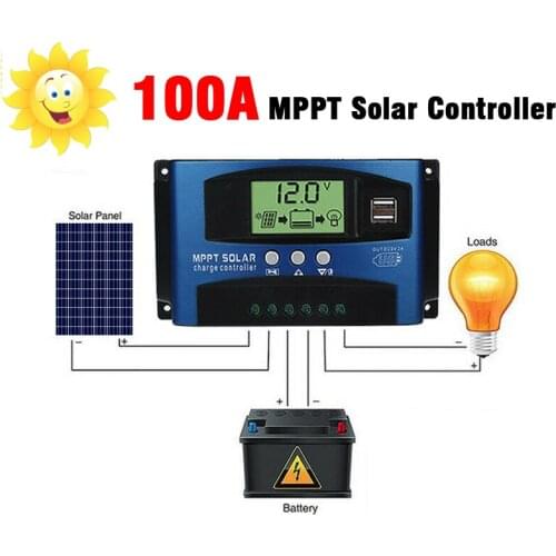 Areyourshop 100A MPPT Solar Panel Regulator Charge Controller 12V/24V Auto Focus Tracking