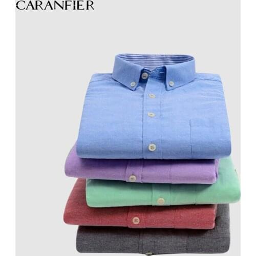 CARANFIER New Long Sleeve Shirt Men Cotton Brand Oxford Mens Shirts Men Business Dress Shirt Casual Shirt Camisa Masculina