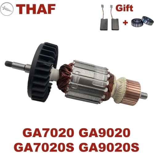 Free Bearing & Carbon Brush！AC220-240V Armature Rotor Anchor Replacement for MAKITA Angle Grinder GA7020 GA9020 GA7020S GA9020S