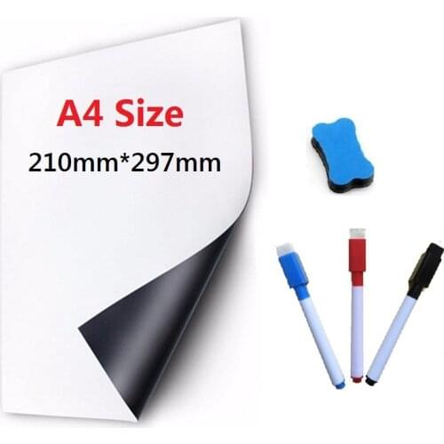 Flexible A3 A4 Size Magnetic Whiteboard for Fridge Magnets White Board Marker Message Board Memo Pad Remind Record Notes Sticker