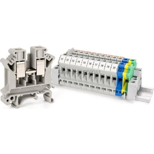 50PCS DIN rail Wiring board connector terminals copper part 10.0mm UK-10N grey gray Cable row connection