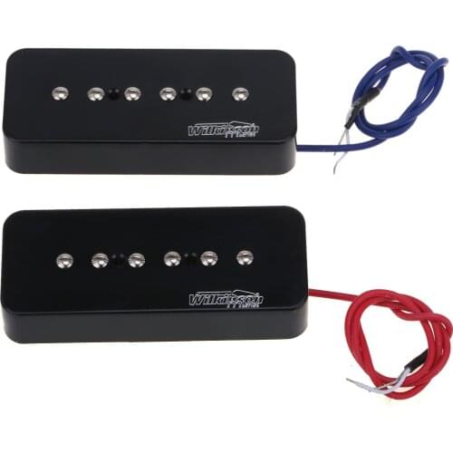Wilkinson M Series Alnico 5 P90 Soapbar Pickups Neck and Bridge Set for Les Paul/ SG Electric Guitar, Black