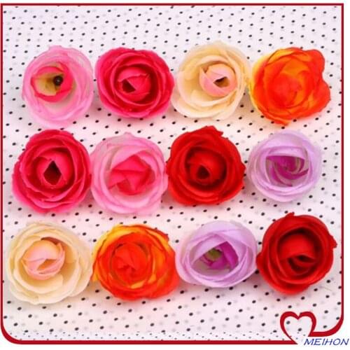 MEIHON handmade / 6cm head Multicolor DIY silk flower hem Rose for wedding home artificial flower material props