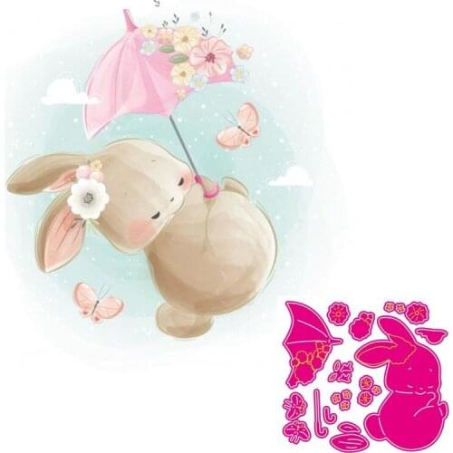 Rabbit Metal Cutting Dies Lovely Animals Doll Stencil for DIY Scrapbooking Craft Cards Decoration