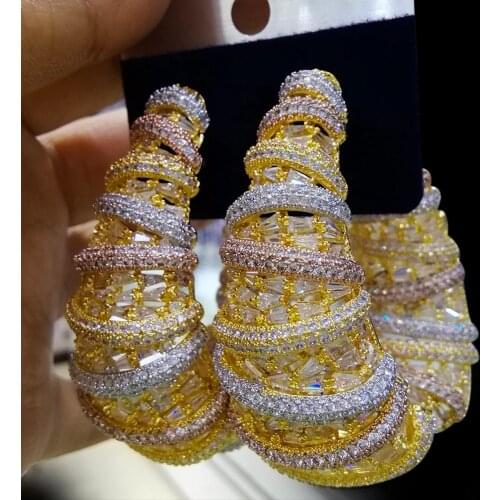 Missvikki Trendy Luxury Big Gorgeous Earrings For Women Girl Daily Birthday Fashion Gift Bridal Wedding Show Trendy Jewelry