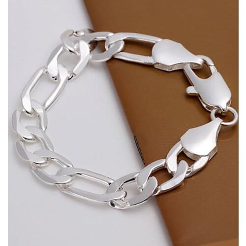 H163 silver fashion jewelry 925 jewelry silver plated bracelet 12mm Bracelet /NIVLOCBT JHAKEMYZ
