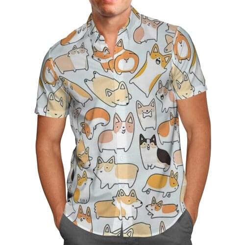 Love Cats Print Short Sleeve Shirts For Men Loose Cardigan Button Shirts Plus Size Hawaiian Style Summer 2021 Ventilated Shirt