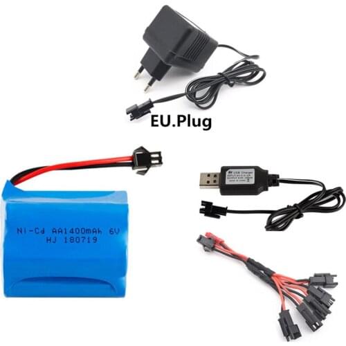 Ni-CD 6v 1400mah Battery + 6v Charger Set For Rc toys Cars Boats Tanks Robots Guns AA 6v Rechargeable Battery Pack SM plug