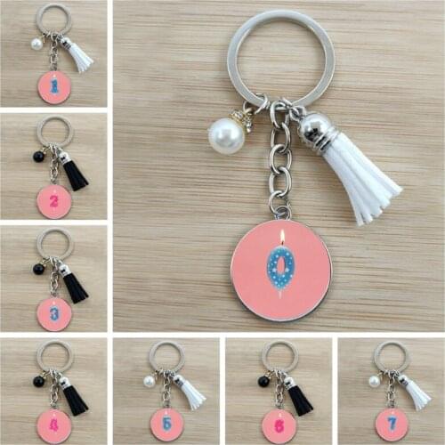 New 0-9 Years Old Birthday Candle Keychain Childrens Birthday Number Candle Party Keychain Childrens Birthday Gift