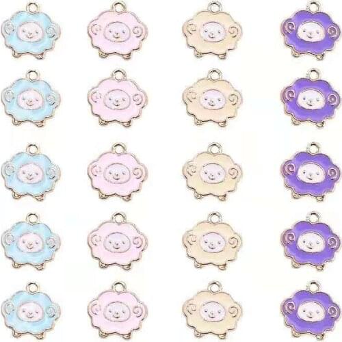 New Cute Cartoon Pendant Little Sheep Dripping Oil Alloy Pendant Is Used For DIY Making Girl Headdress Earring Pendant Wholesale
