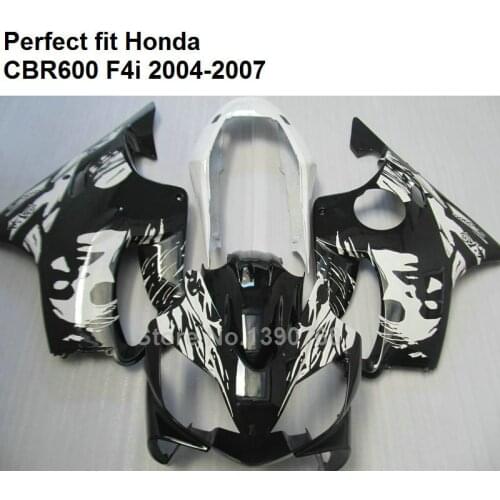 ABS plastic fairing for Honda CBR600 F4i 04 05 06 07 fairings kit CBR600F4i 2004-2007 white black HZ146