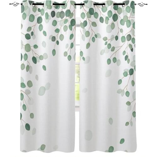 Eucalyptus Leaves Plant Green Window Curtains Living Room Bedroom Kitchen Curtain For Children Drapes Window Treatment