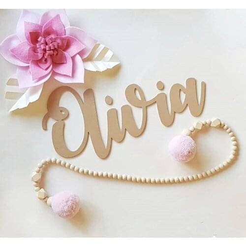 Original woodbeads Cute banner for baby kid bedroom wall decal bed background decor banner