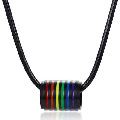 Gay Pride Necklace Rainbow LGBT Jewelry Love Wins Equality Necklace Inspirational Jewelry Friendship Necklaces Gift for Him