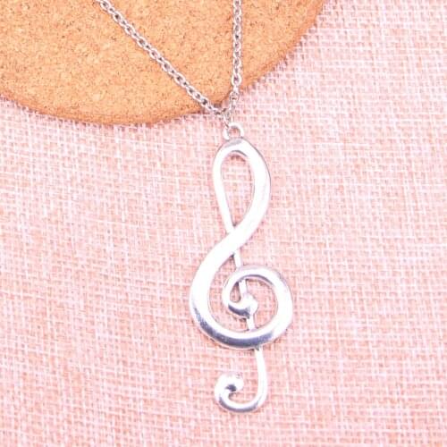 New Fashion Link Chain Necklace Metal Alloy Pendants 60*21mm musical note Necklace For Gift Jewelry