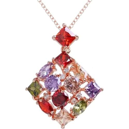 Bettyue Fashion Arrival Square Shape Necklace With Colroful Zirconia Jewelry For Women Charming Decoration Party Fancy Ornament