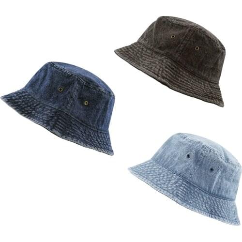 1pcs Denim Bucket Hat Reversible Foldable Fishing Hats For Men Women Hunting Cap Outdoor Fisherman Hat Summer Bucket Cap