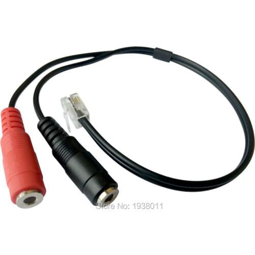 PC headset with microphone to 4P4C RJ9/RJ10/RJ22 plug dual 3.5mm headset to RJ9 plug for desk phone adapter
