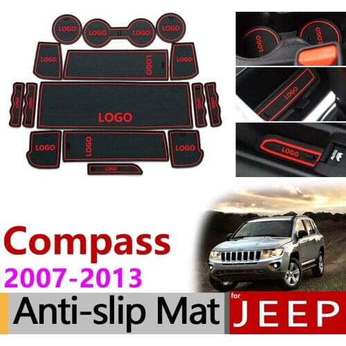 Anti-Slip Rubber Mats Gate Slot Cup Mat for JEEP Compass 2007 - 2013 MK1 MK49 Accessories Car Stickers 2008 2009 2010 2011 2012