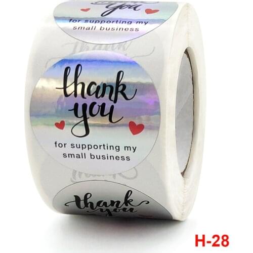 Rainbow laser in roll thank you for buying commercial goods gift decoration sticker label 500pcs / roll
