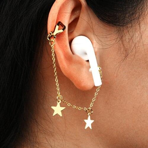 Anti loss Earrings wireless bluetooth earphones without ear holes gold silver color non fading Unisex sports Earhook Earring