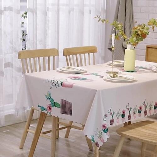 PVC Tablecloth Waterproof Rectangular Oilproof Dining Table Cover Home Decoration Floral Printed Household Ilaphu Letafile