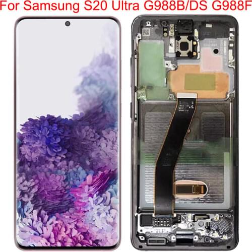 Super AMOLED G988B/DS LCD For Samsung Galaxy S20 Ultra Display With Frame 6.9Inch S20U G988F G988B Display Touch Screen Assembly