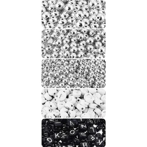 Round Spacer Bead Smooth Bead Alphabet Flat Round Disc Coin Pony Beads for DIY Craft Making Jewelry Findings Bracelet