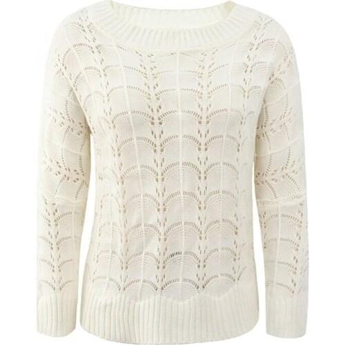 Quanss Hollow Out Thin Knitwear Women Off Shoulder Beach Sweaters Spring Autumn Pull Jumper Knitted Top Female Casual Pullover