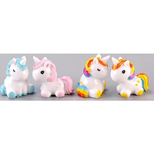1 Pcs 4 Style Stand Unicorn Rainbow Miniature Animal Accessories Modern Christmas Miniature Figurines Fairy Garden