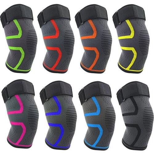 1pc Outdoor Sport Fitness Knit Knee Pad Gym Protector Elastic Antislip Double Pressurized Belt Buckle Knee Pads For Men Women