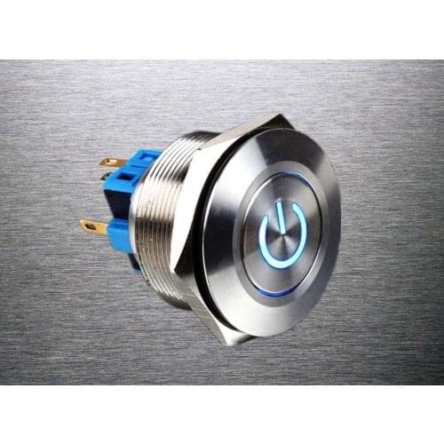 1pc 30mm Metal Stainless Steel Waterproof Momentary Doorebll Horn LED Push Button Switch Car Auto Engine Start PC Power Symbol