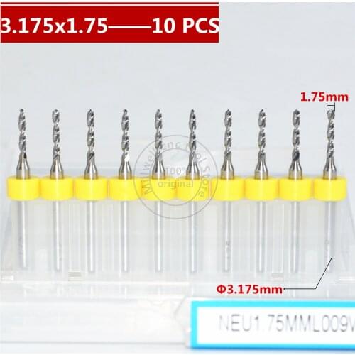 10PCS-3.175mm*1.75mm,CNC Computer machine tool,Print Circuit Board drill,woodworking router bit, Carbide Micro Drilling Bits