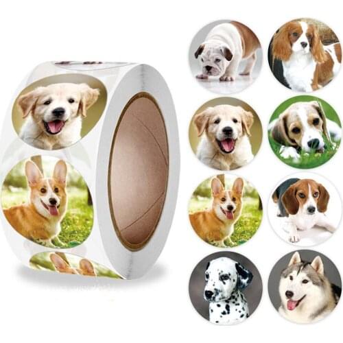 100-500pcs New Creative Animals Dogs Stickers 1inch seal Labels Reward Sticker For School Teacher Kids Smiley Stationery Sticker