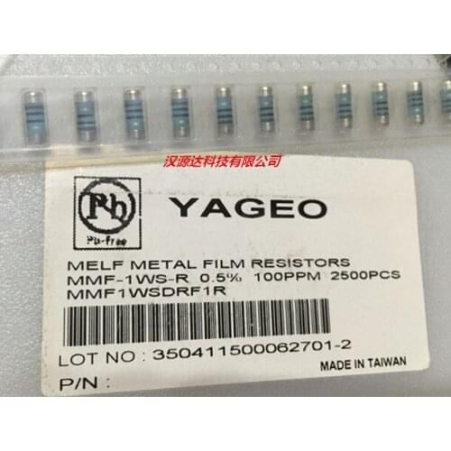 100% Home furnishings 50PCS RJM77M0411F2T1004 Patch metal film cylindrical color ring resistance 0309-1m 1% 50PPM 2W