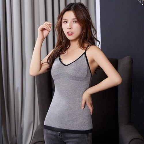 2021 Winter Warm Velvet Tank Tops Women Thermal Underwear Slim Thick with Chest Pad Soft Tanks Cotton Tees Sexy Vest Top Y998