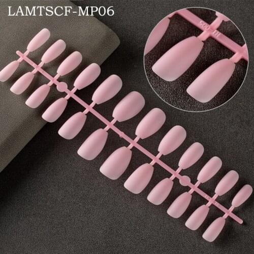 24tips/pc Solid Reusable Detachable Fake Matte Tips Press on Nails Medium Long Flat Fully Paste Into False Nails Art Manicure
