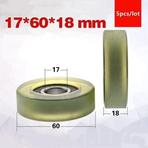 5pcs/20pcs 17*60*18mm polyurethane PU 6203 6203RS low noise roller bearing friction pulley soft rubber 17x60x18