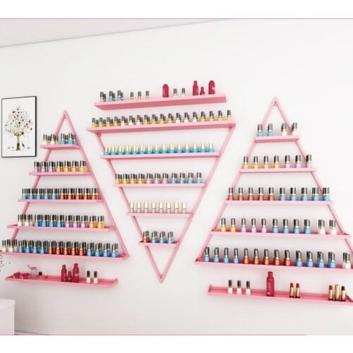 5 Pcs Stylish Iron Nail Shelves Set Rack Display Rack Pink Nail Polish Holder Wall Hanging Storage Cabinet for Shop /home 2019
