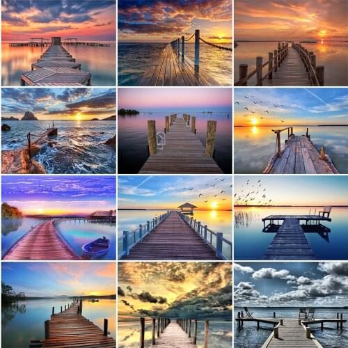 5D DIY Diamond Painting Landscape Seaside Sunset Rhinestone Picture Diamond Embroidery Mosaic Art Painting Home Decoration Gift