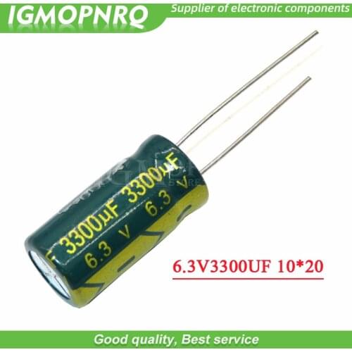 10pcs Aluminum electrolytic capacitor 3300uF 6.3V 10*20 10x20mm Electrolytic capacitor 6.3V3300UF