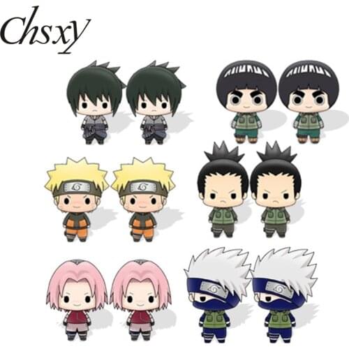 CHSXY Hot Sale Anime Naruto Earrings Acrylic Sasuke Kakashi Cartoon Figures Print Art Picture Resin Epoxy Earrings For Fans Gift